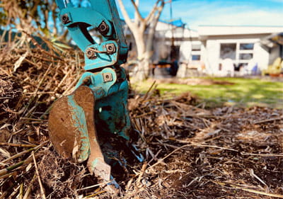 digger in house back yard