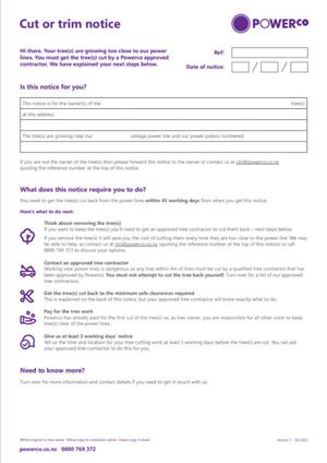 tree owner pays form