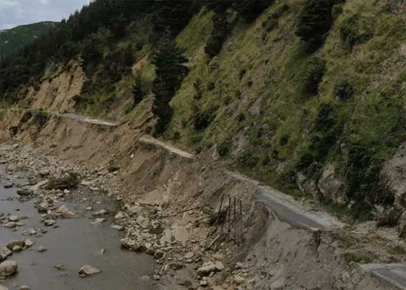 Slip damage on road in the Ākitio and Pongaroa community