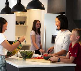 Family cooking dinner