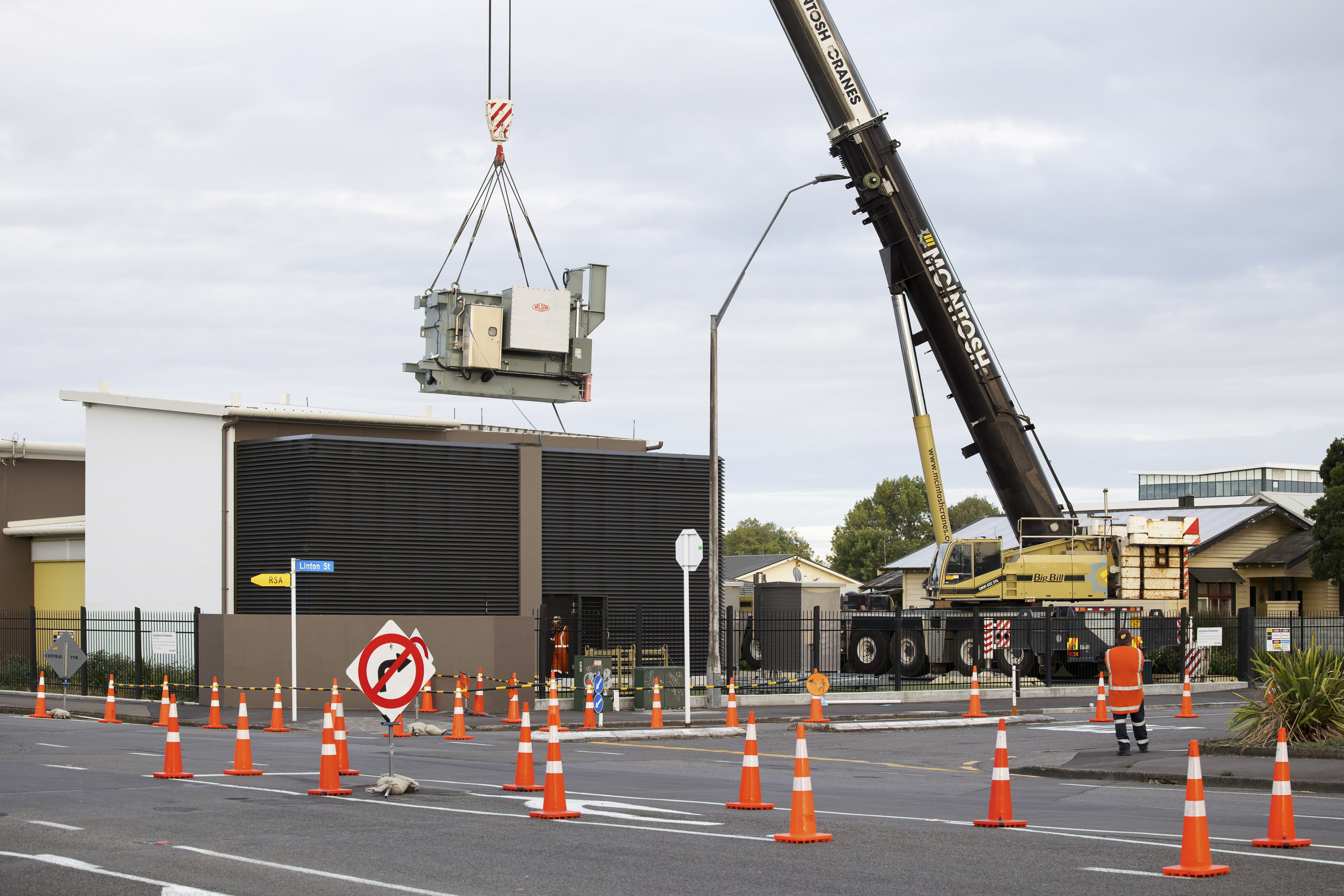 Transformer being craned into substation