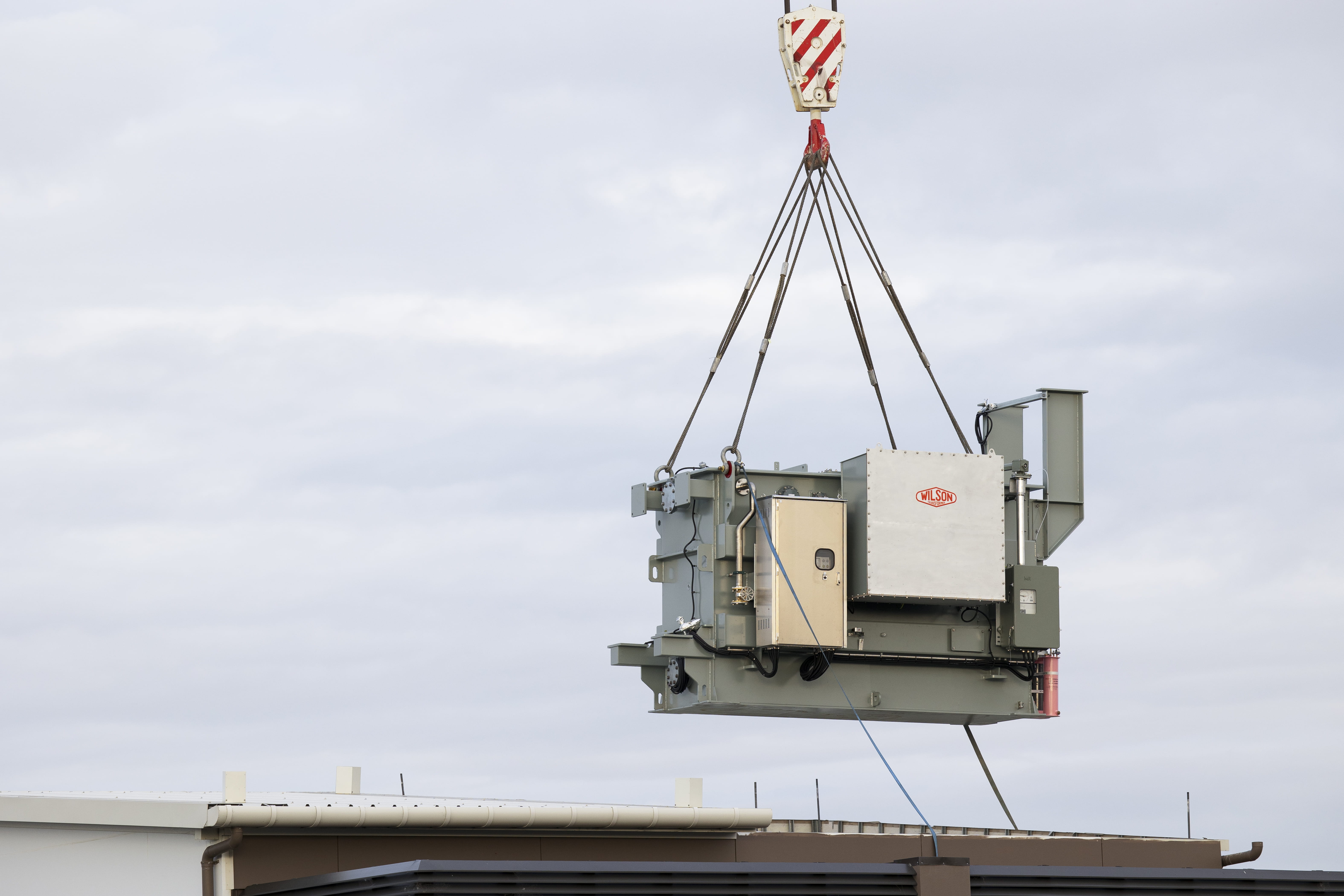 Transformer being craned into substation