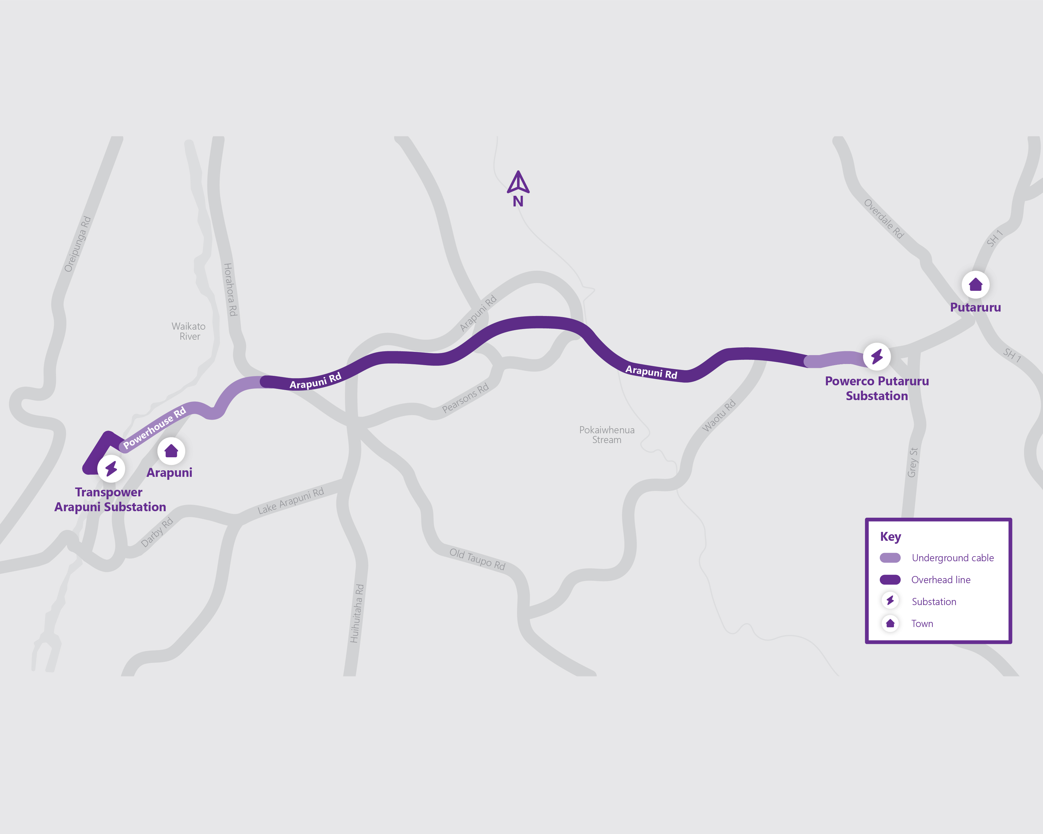 Map of the South Waikato National Grid connection route