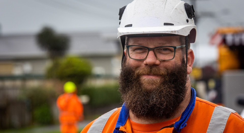 Crew member smiling 