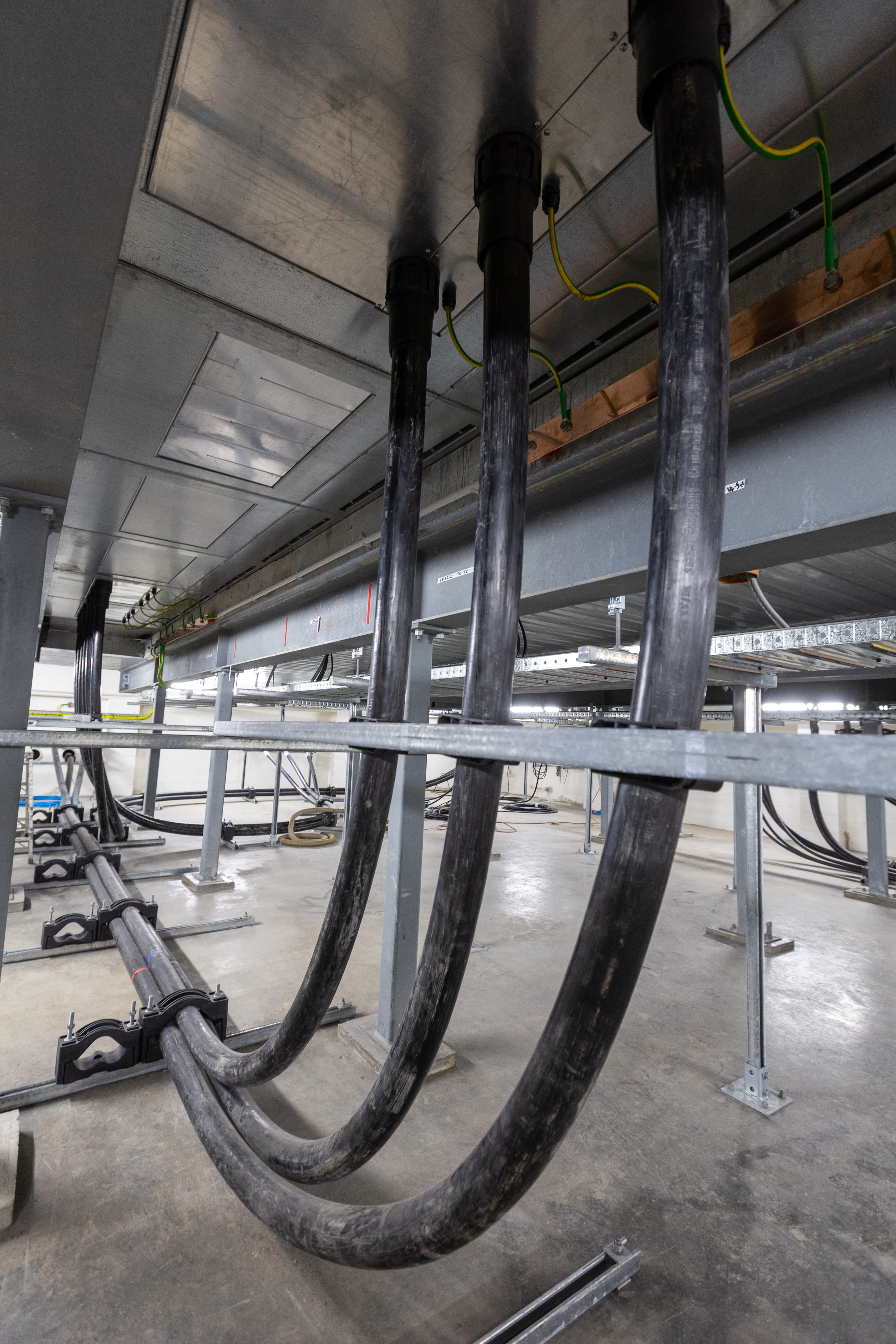 Electrical cable equipment inside Powerco's Walton Road substation.
