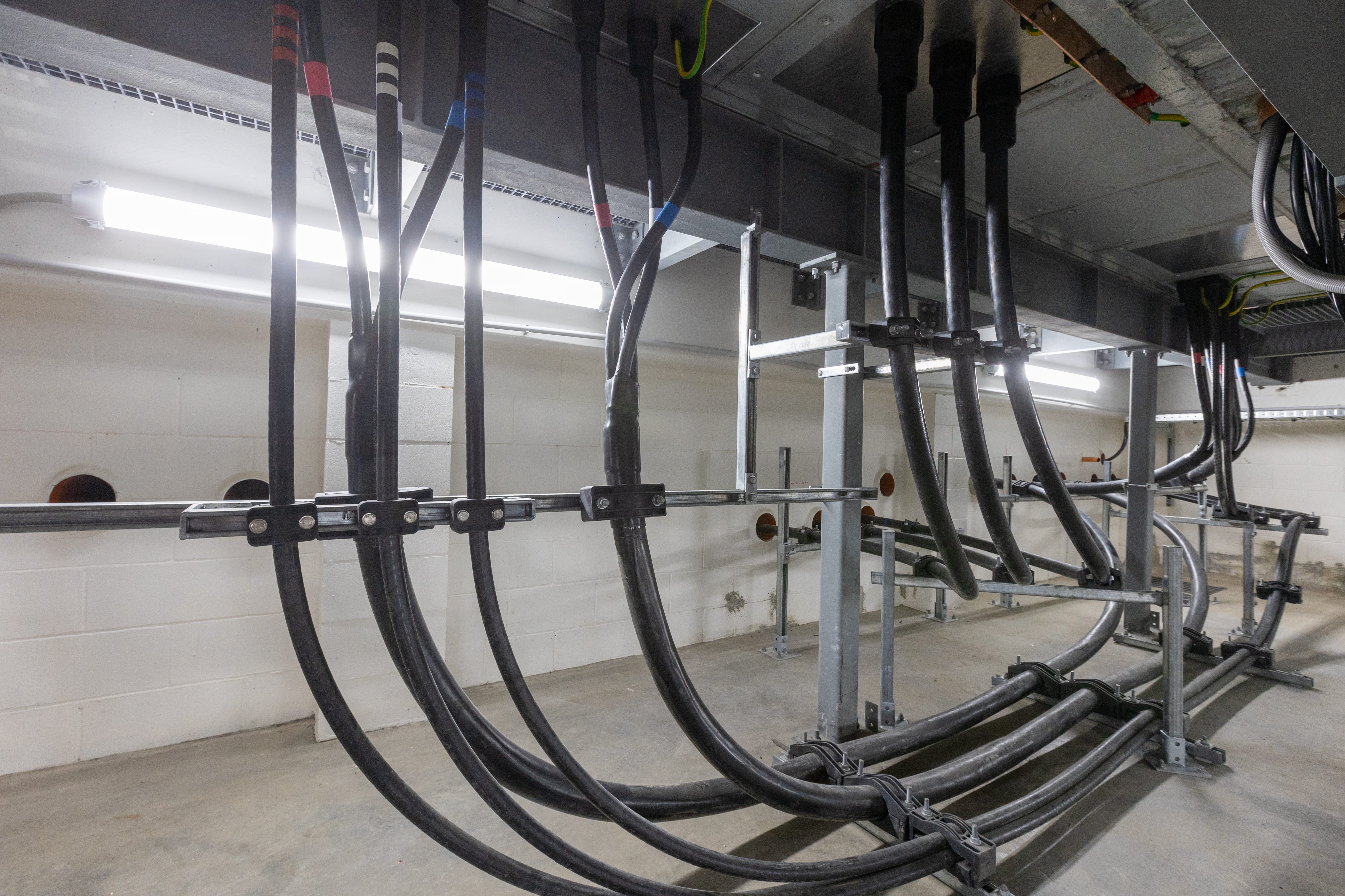 Electrical cables inside Powerco's Walton Road substation.